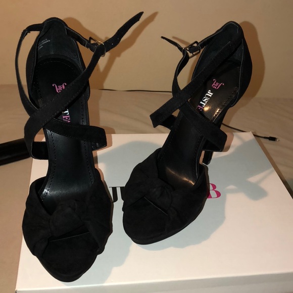 NWOT JustFab Strappy Black Heels - Picture 3 of 4